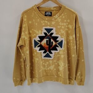 One24 Rags Western Graphic Crew neck Size Medium Bleach Dyed Yellow